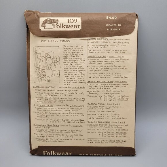 Folkwear Ethnic Patterns #109 Little Folks Morocco Mexico Japan Turkey Nepal 70s - Picture 3 of 3